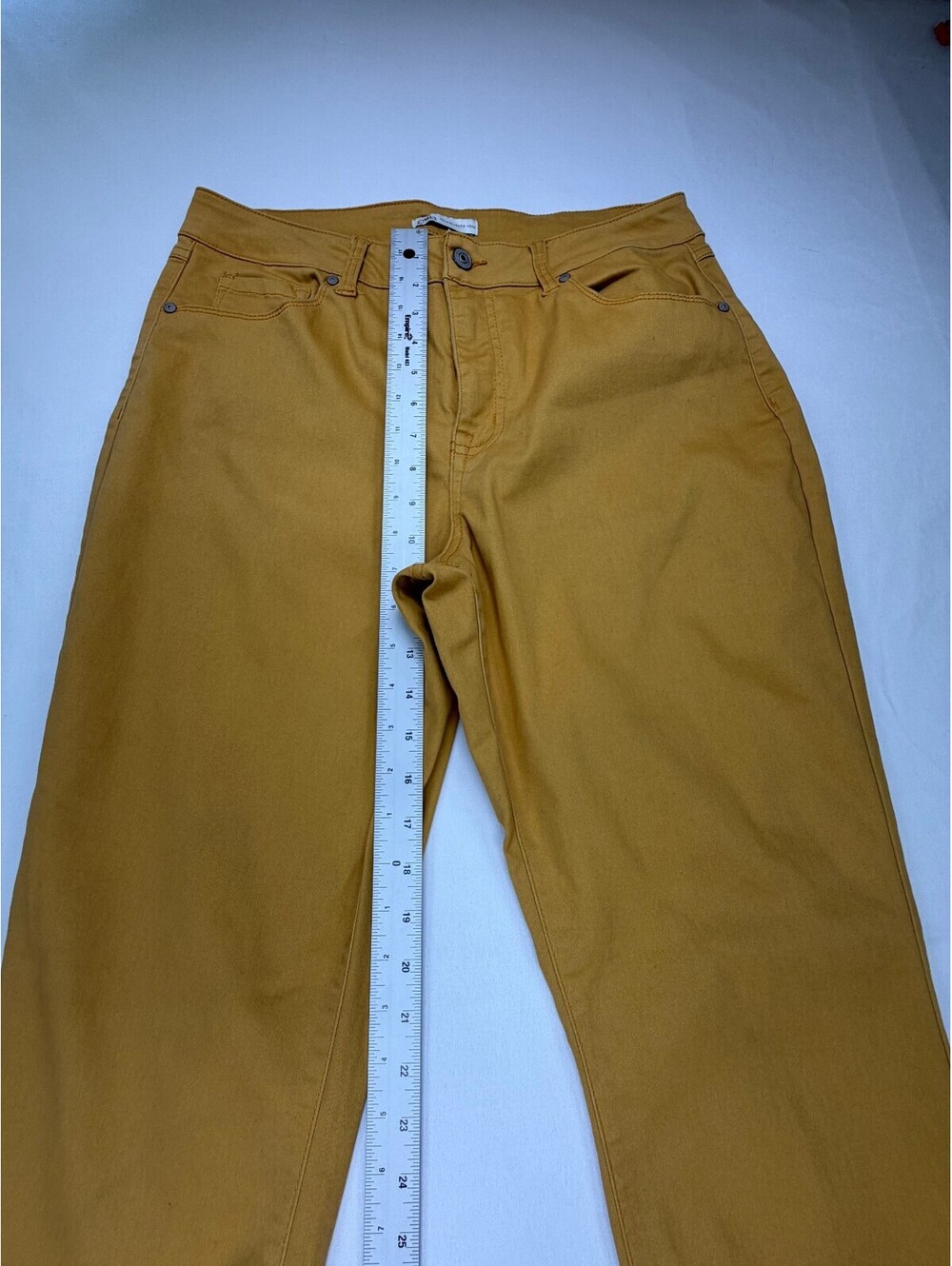 Cato Women's Straight Jeans High Rise 5-Pocket Stretch Size 12 Mustard - Picture 6 of 15